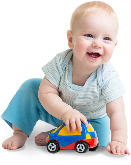 Stock image of smiling baby on white background