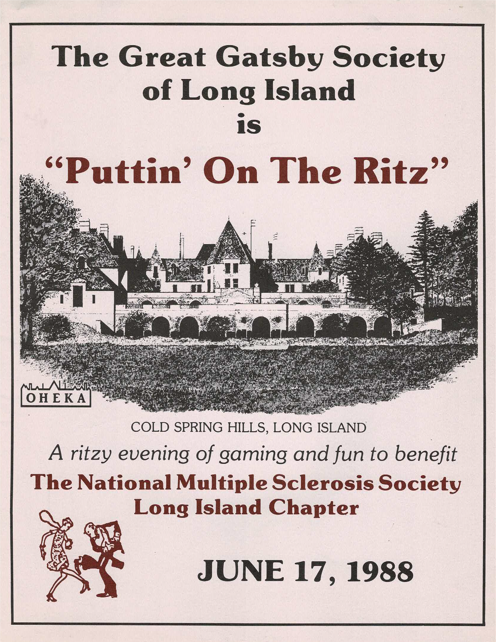 A poster for the great gatsby society of long island