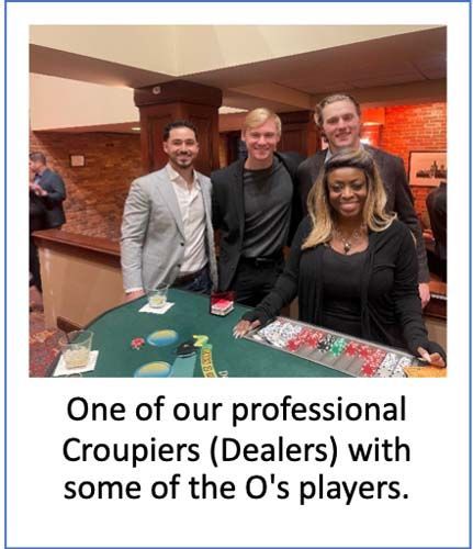 One of our professional croupiers ( dealers ) with some of the o 's players.