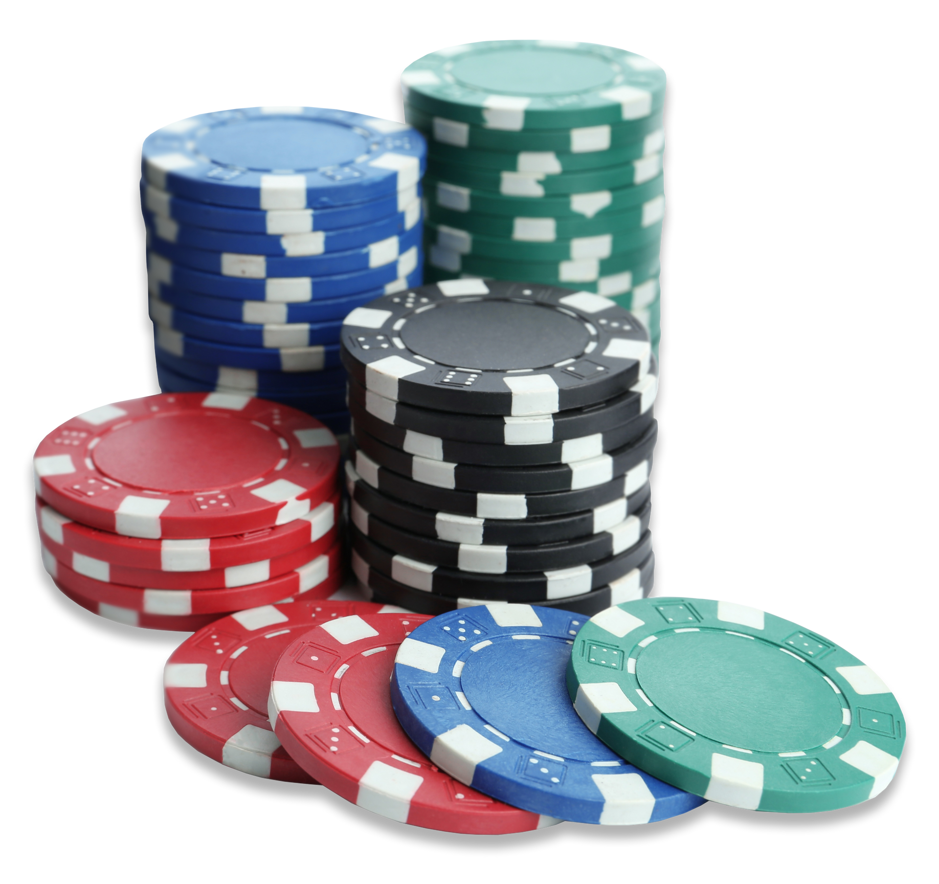 A bunch of poker chips are stacked on top of each other