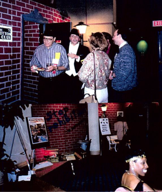 A group of people standing in front of a sign that says bitter club