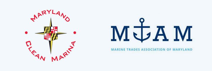 Logos for Maryland Clean Marina and Marine Trades Association of Maryland.