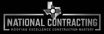 National Contracting logo with a hammer and roof icon, featuring the tagline &ldquo;Roofing Excellence Construction Mastery&rdquo;