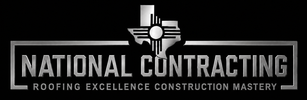 National Contracting logo with a hammer and roof icon, featuring the tagline &ldquo;Roofing Excellence Construction Mastery&rdquo;