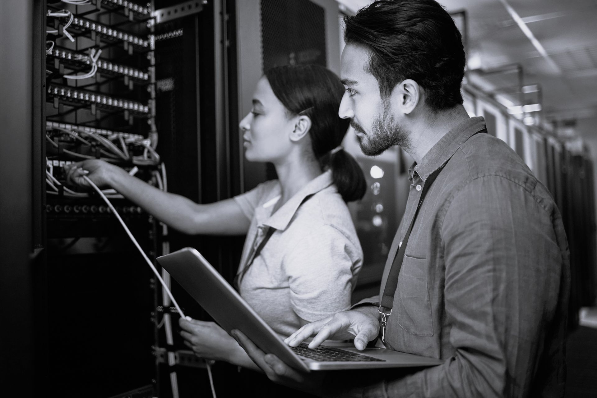 Techs working on a small business server