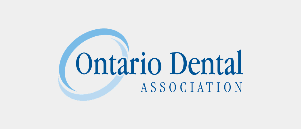Ontario Dental Association logo in blue with a light blue swoosh