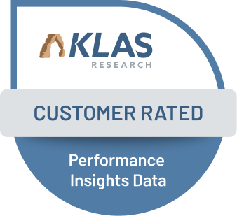 A KLAS Research badge with blue and white text reading 