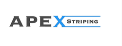APEX Striping logo in black and blue text on a white background