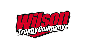 Wilson Trophy Company logo in red, black, and white with stylized bold lettering