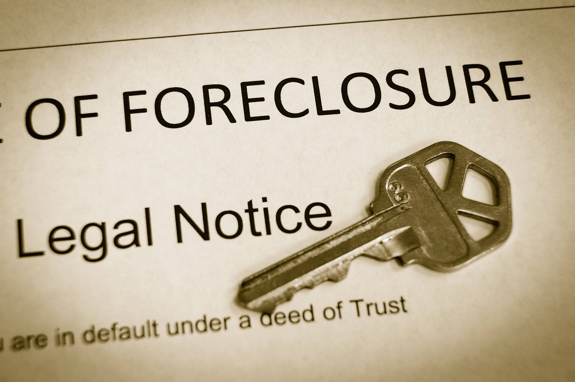 Foreclosure notice with key
