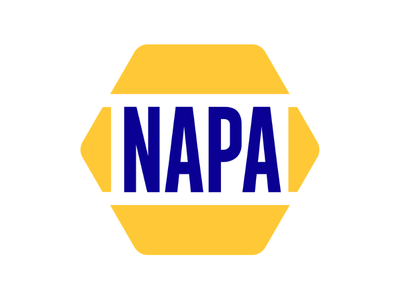NAPA logo with blue text inside a yellow hexagon emblem on a white background