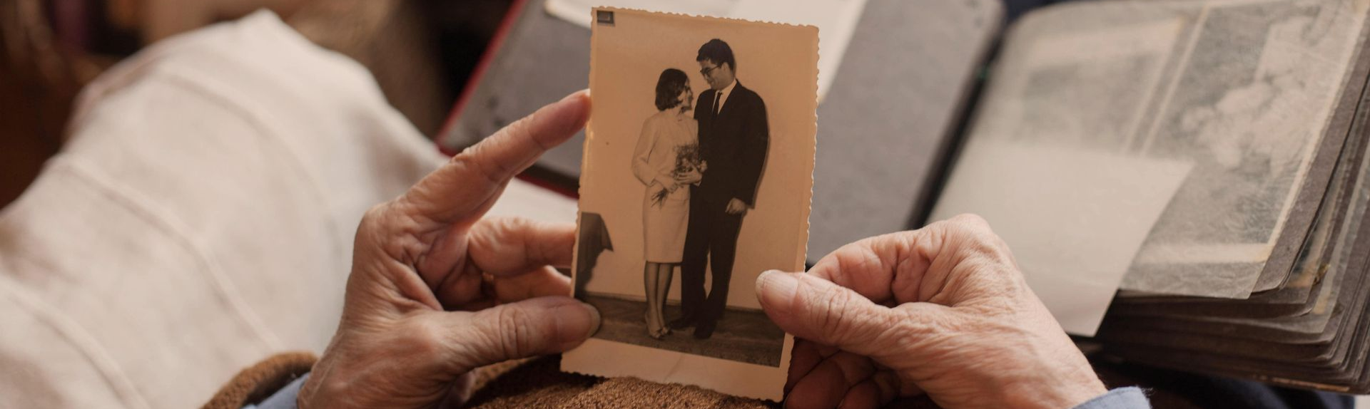 looking at a deceased photo