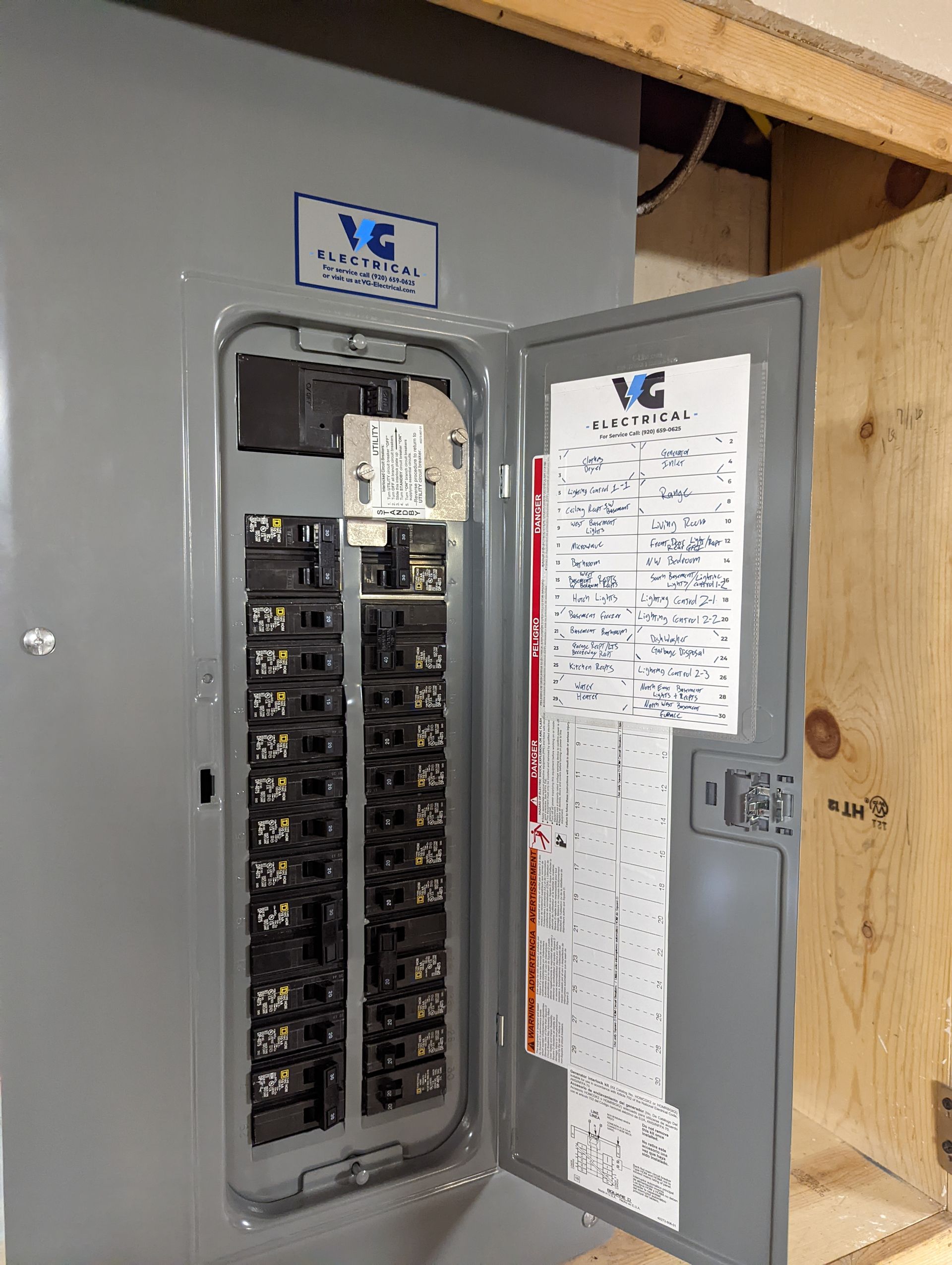 A close up of a electrical box with the door open.