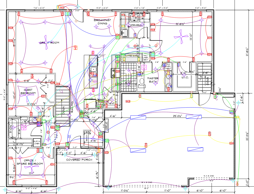 A floor plan of a house with a lot of lines on it