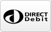 Direct Debit logo with a black and white circular design and the words 