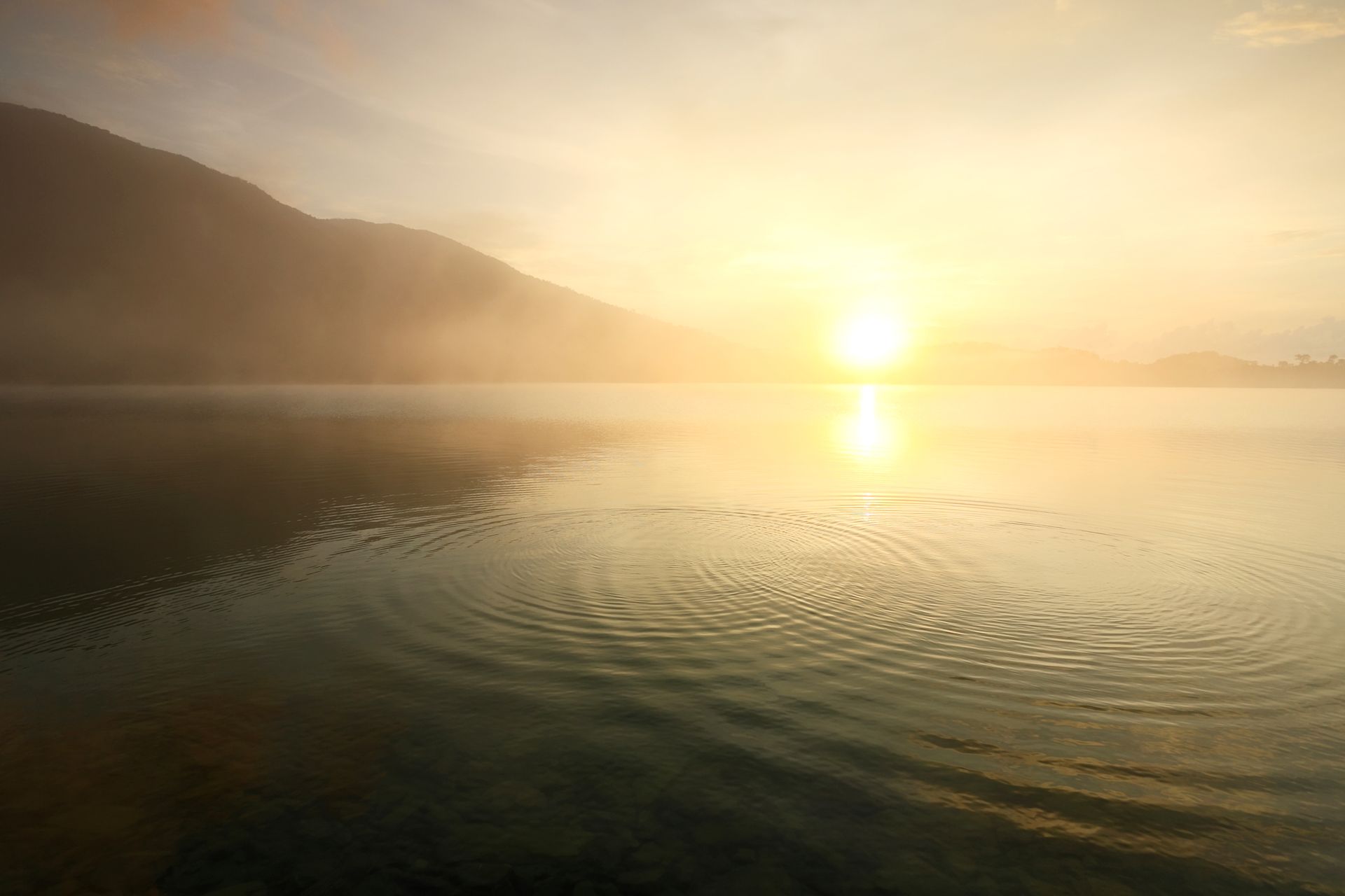 lake with ripples in early morning sunlight