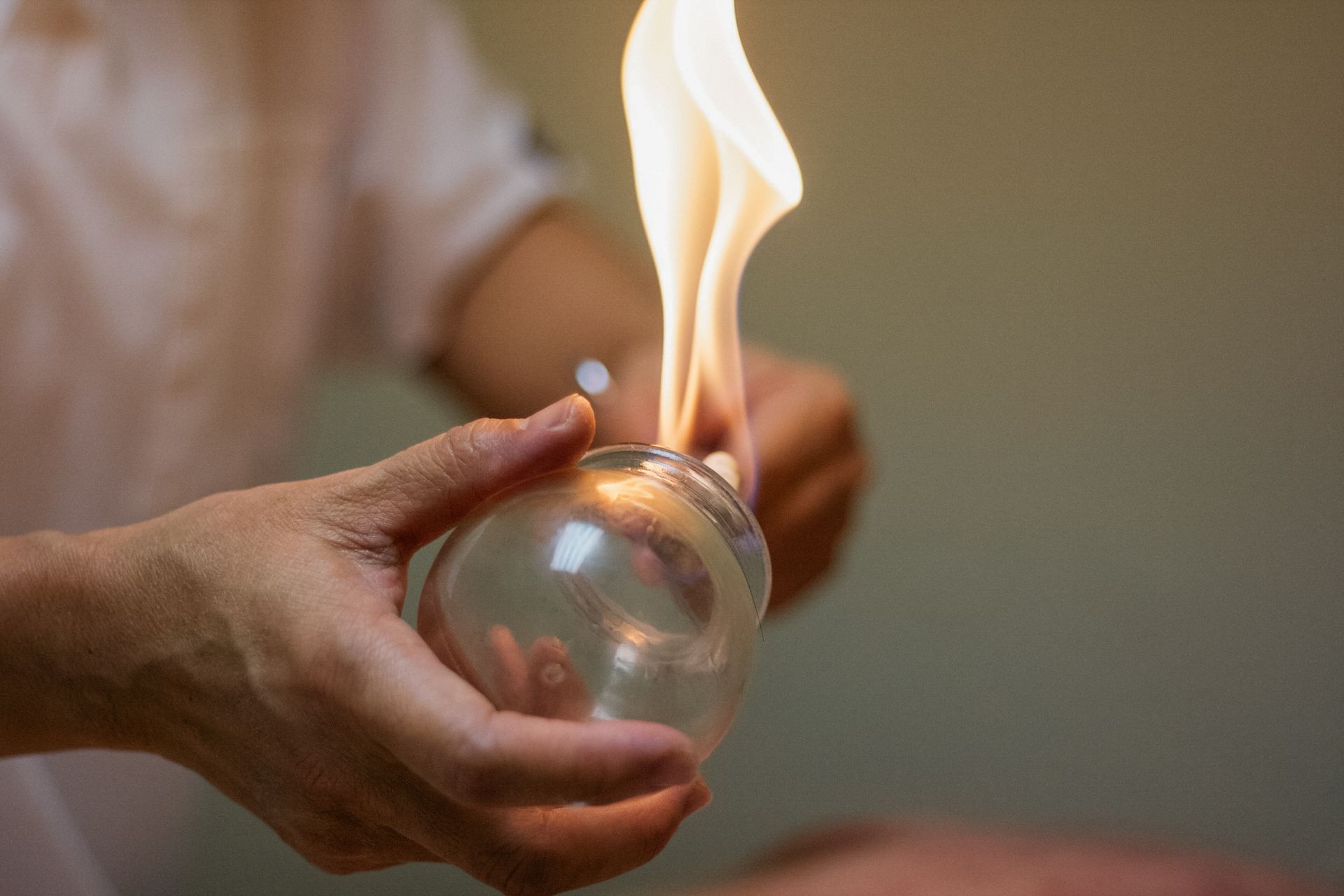 the flame inside a jar for cupping therapy as a part of the process