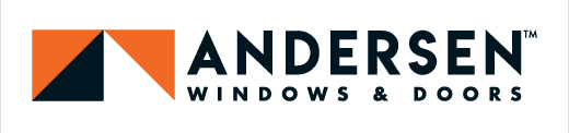 Andersen Windows & Doors logo in orange, navy, and black