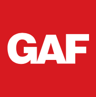 GAF logo in white on a red background