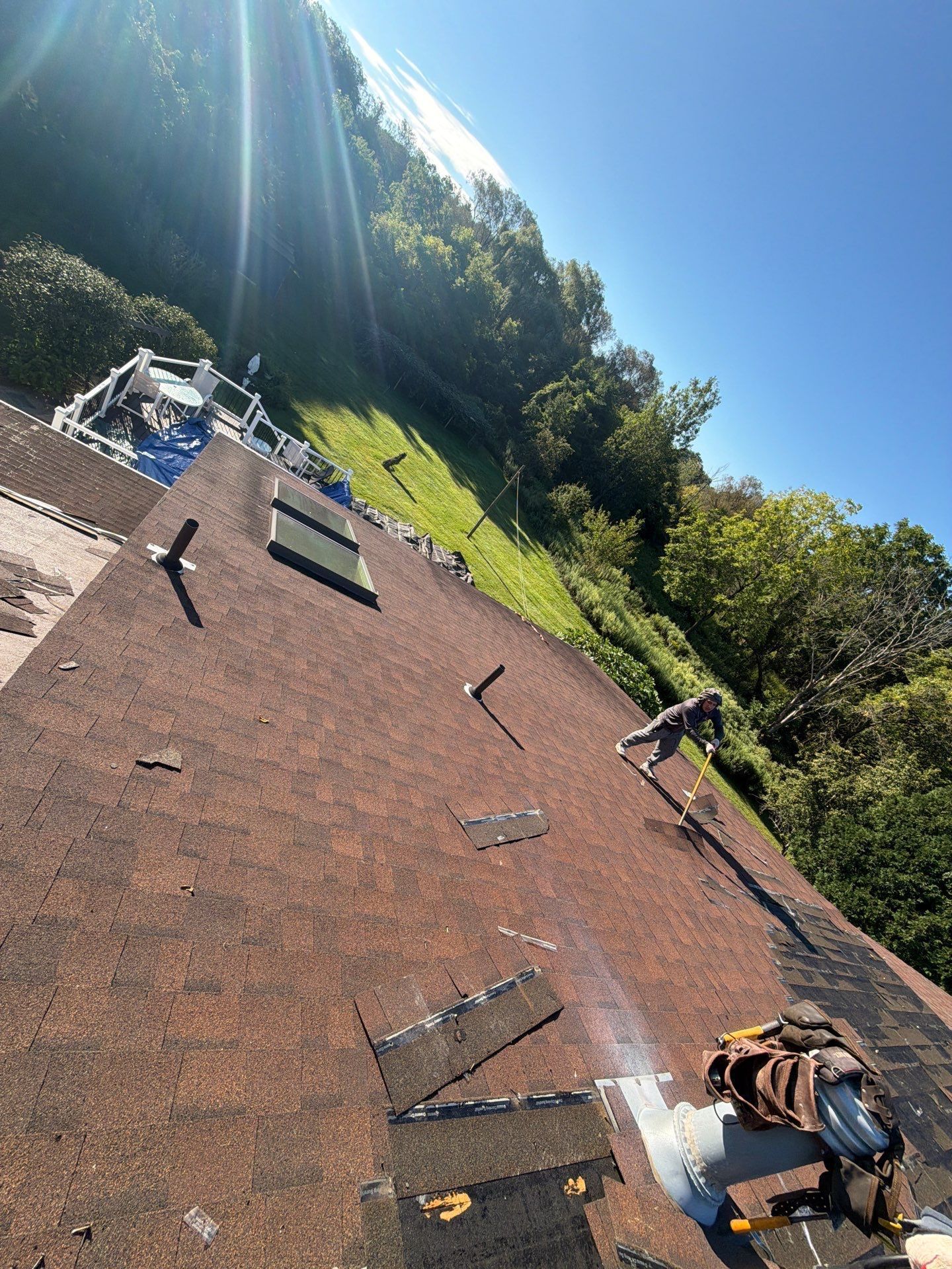Residential roof before United Roofing and Siding replacement project in Schenectady NY