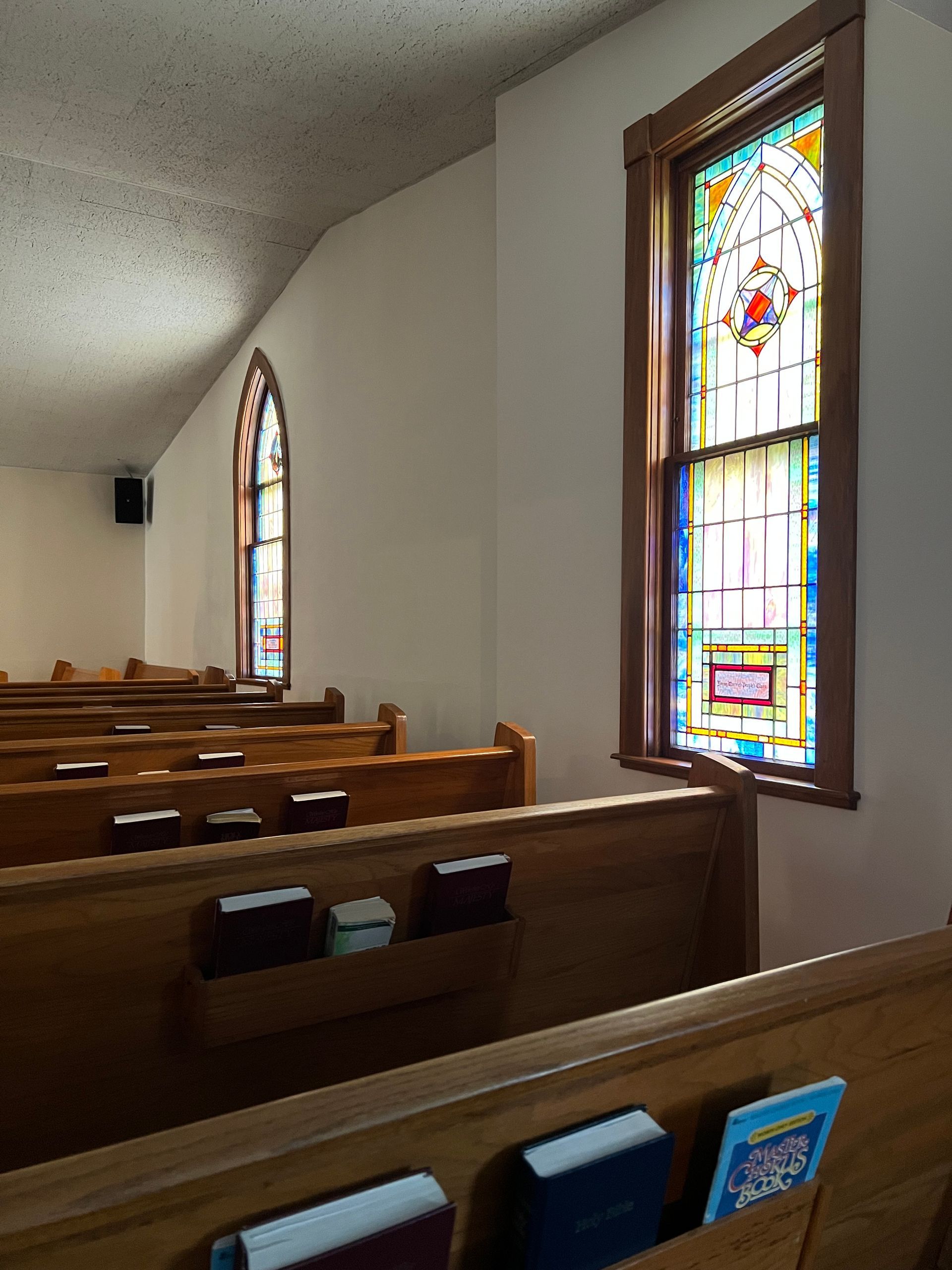 Bear Creek Friends Church Views & Stained Glass Window