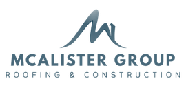 A logo for roofing and construction with a letter m on a white background.