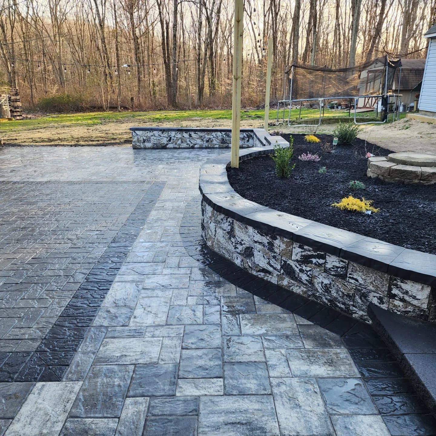 Backyard paving and lawn design for hardscaping services