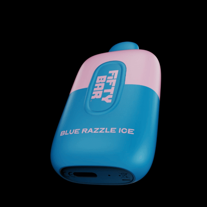 Blue and pink Fifty Bar disposable vape pen, 