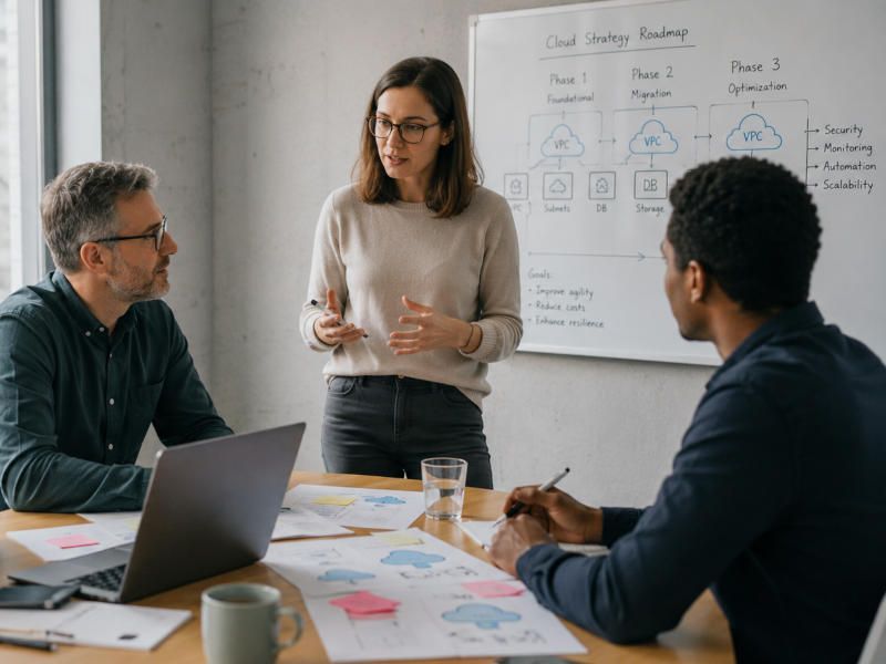 Team develops cloud strategy and roadmap in workshop