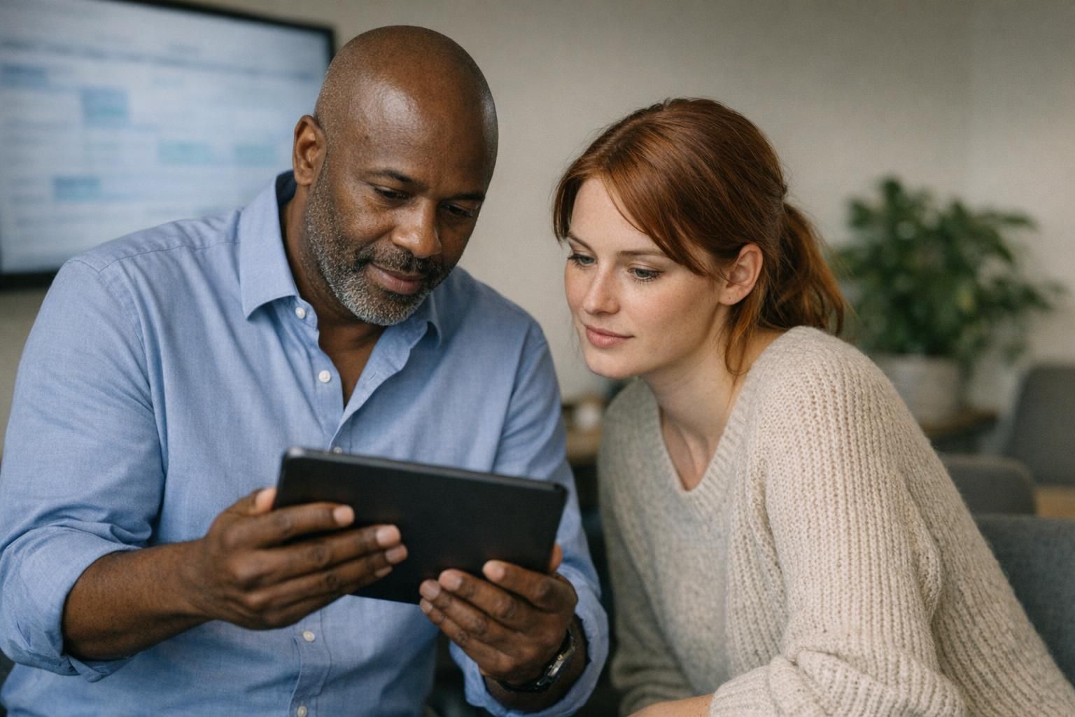 Mobile Zeiterfassung im ERP für Dienstleister auf einem Tablet