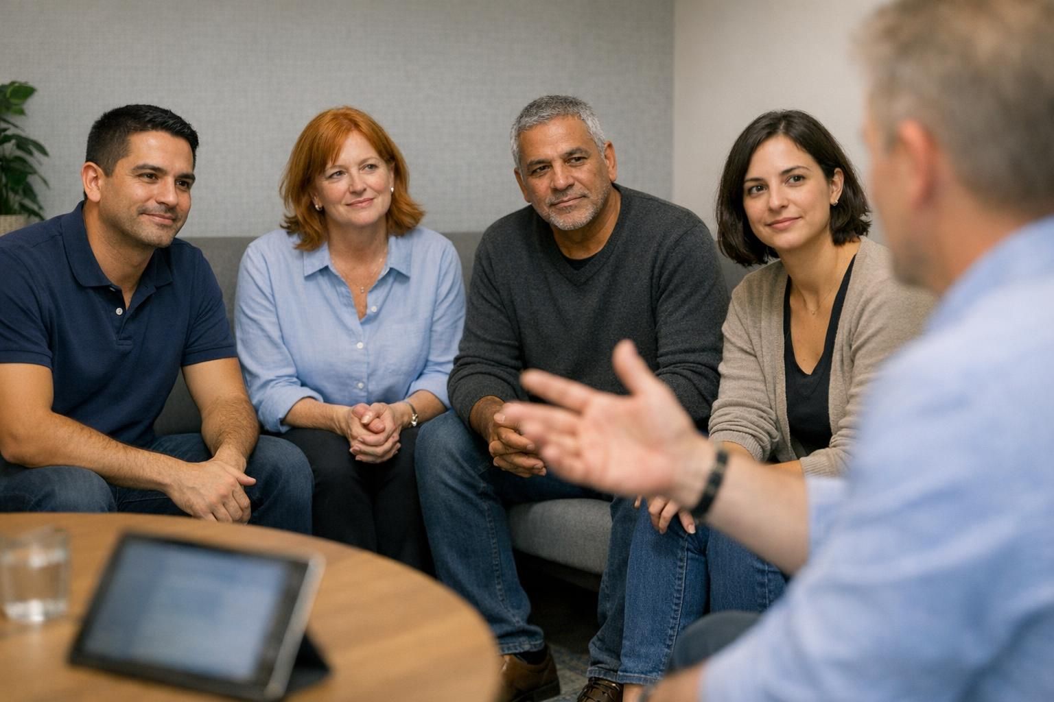 The team discusses IT security and awareness measures within the company.