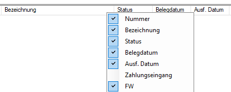 Auswahl der Spalten