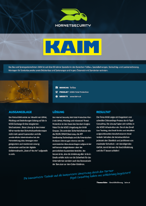 Fallstudie zu Hornet Security bei Kunden Kaim