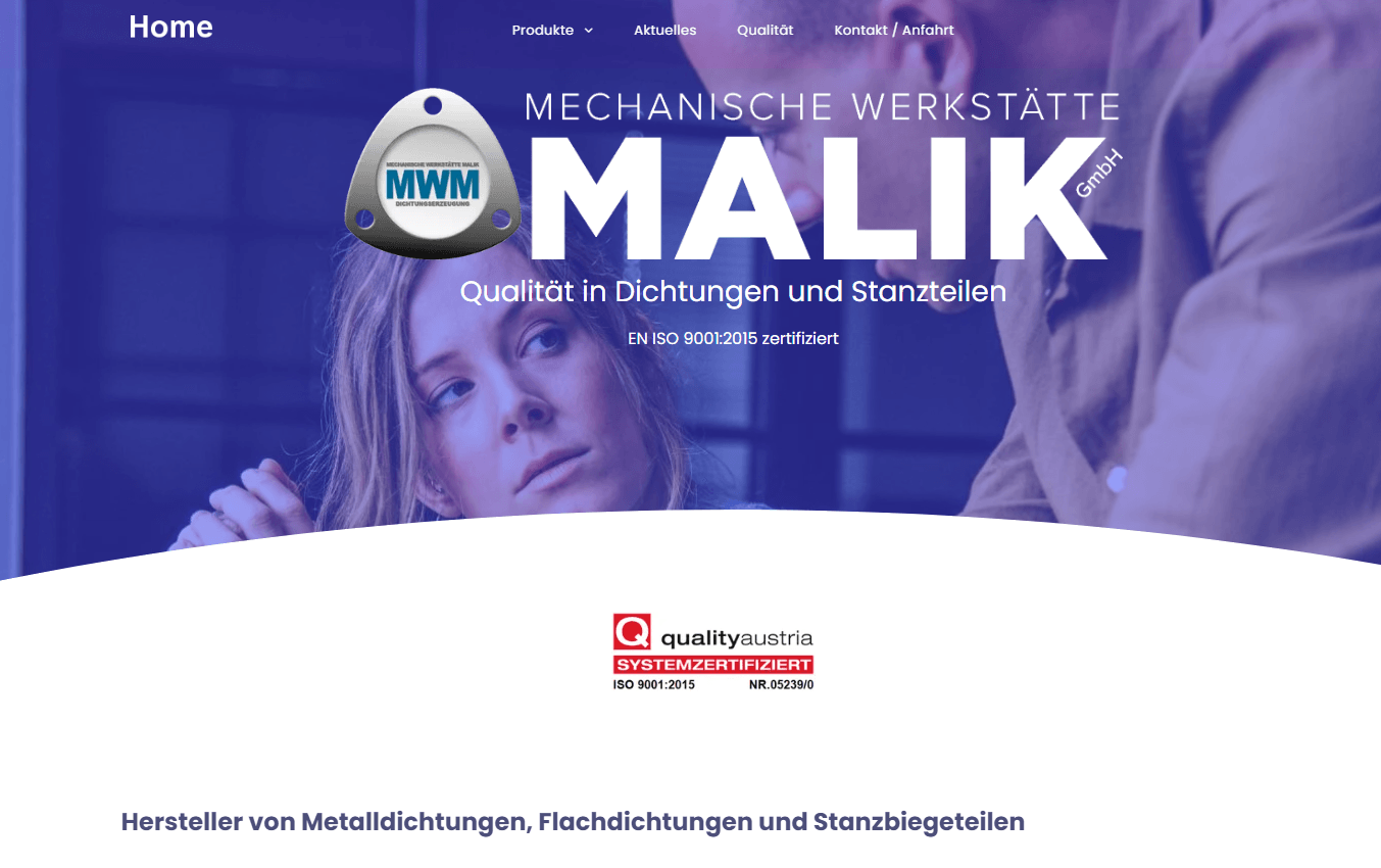 Referenz Web Seite Malik GmbH