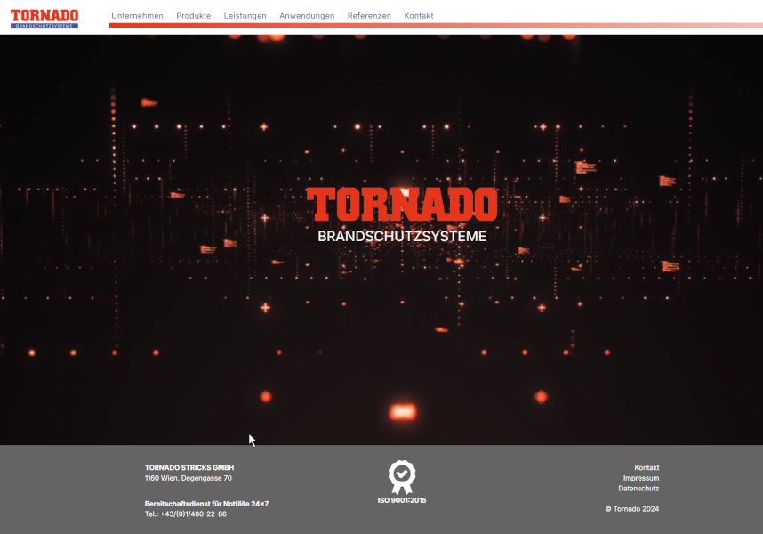 Referenz Web Seite Tornado Stricks GmbH