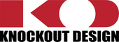 KO Knockout Design logo with red-and-white geometric mark and black text