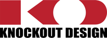 KO Knockout Design logo with red-and-white geometric mark and black text