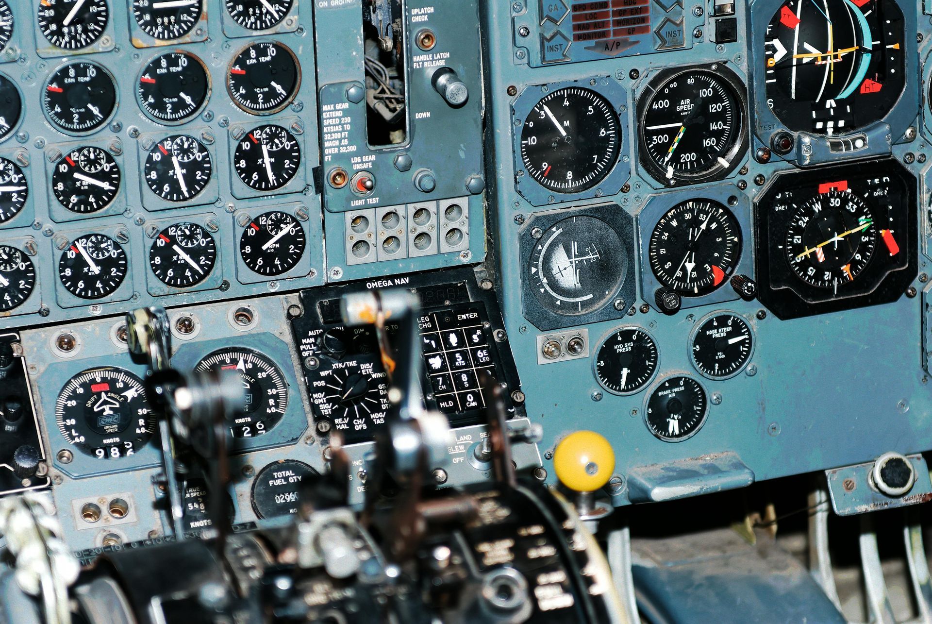 A close up of a cockpit of an airplane with the numbers 8888 on it