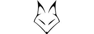 A black and white drawing of a fox 's head on a white background.
