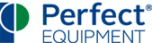 The perfect equipment logo is blue and green on a white background.