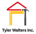 Tyler Walters Inc. logo with red roof, yellow ruler, and gray hammer above black text