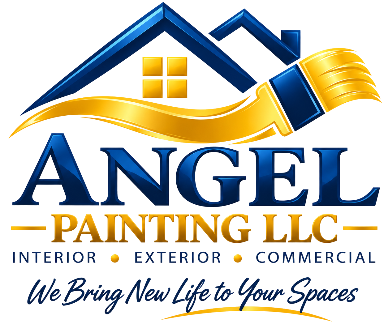 The logo for angel painting llc shows a brush in a circle.