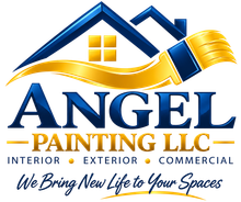 The logo for angel painting llc shows a brush in a circle.