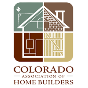 Colorado Association of Home Builders logo: a house divided into quadrants of varying colors, with text below.