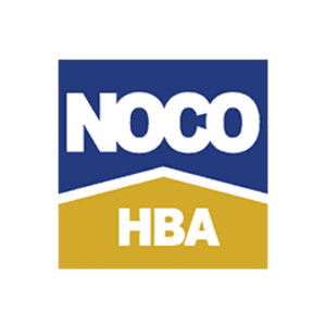 Blue and gold square logo with 