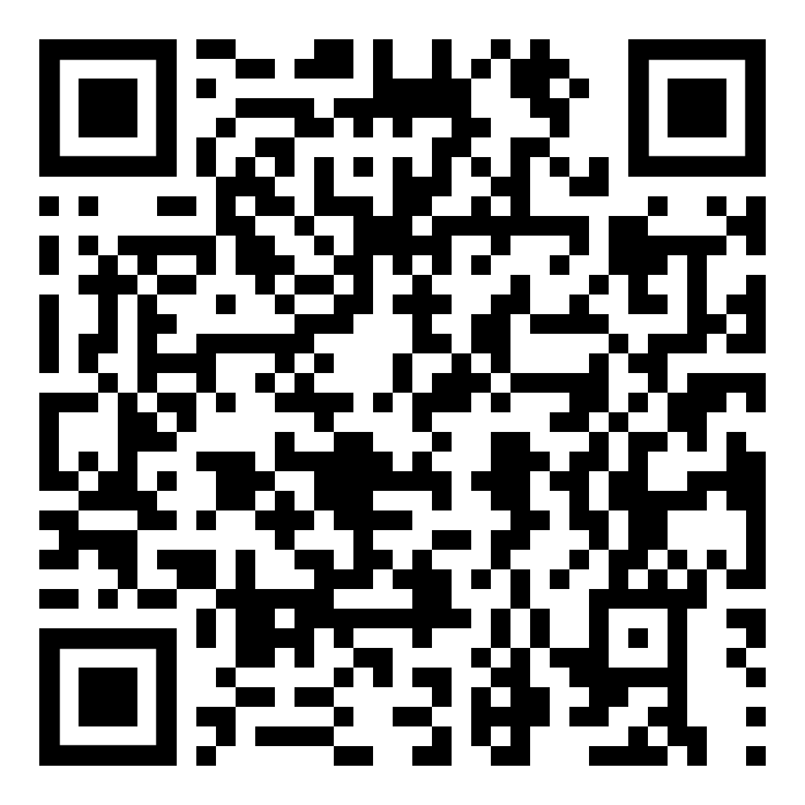 QR code with a black and white pattern.