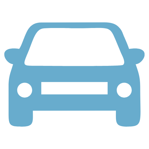 Blue car icon on a white background