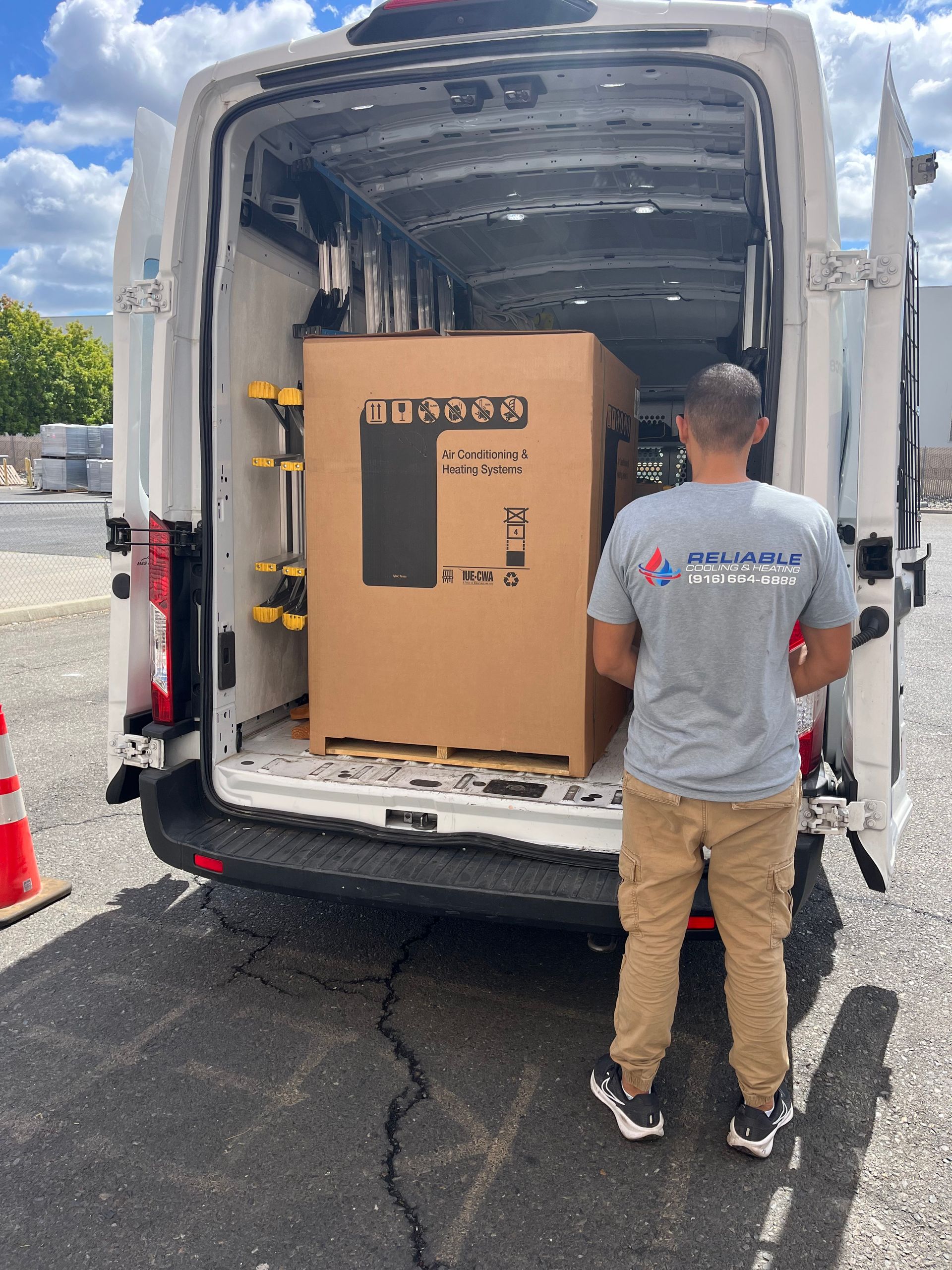 HVAC technician at a Sacramento home