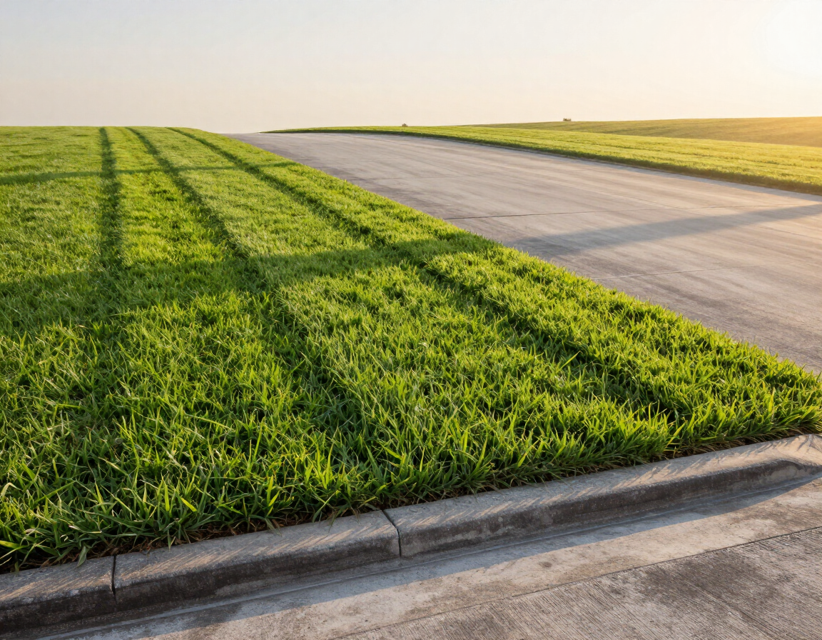 Freshly mowed lawn with clean stripe lines and edging