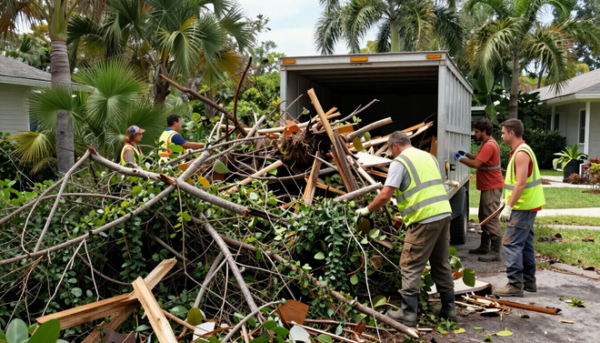 Yard cleanup and debris removal